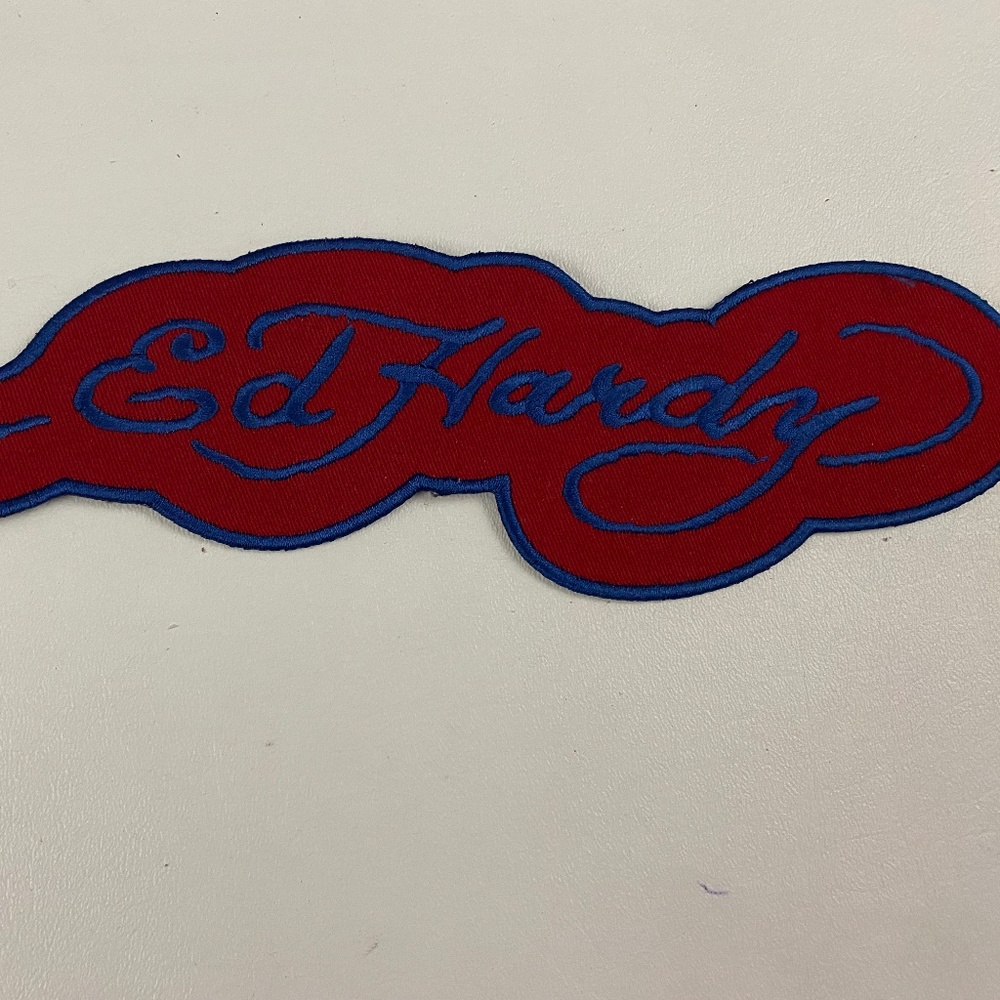 Ed Hardy Red Iron on Patch Appliqué Embroidered Sewing (Large)